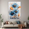 thumbnail image 6 of Mudket Blue and Orange Flower Canvas Wall Art, flower poster, Floral Wall Decor, Modern Botanical Artwork for Living Room Bedroom, Framed Ready to Hang - 12"L x 8"W, 6 of 10