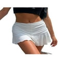 thumbnail image 1 of Femmes Robe Plissée Dame Volant Solide Mini Jupe Été Bas Filles Mini Jupe Eau Rose S, 1 of 10