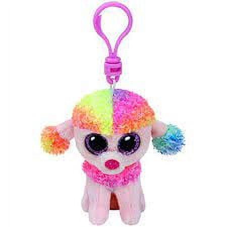 Ty Beanie Boos Rainbow Mulitcolor Poodle Clip With Glitter Eyes
