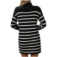 thumbnail image 4 of Blmnix Women Dresses Mini Bodycon Dress Long Sleeve Turtleneck Casual Black Dress, 4 of 5