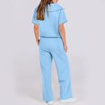 thumbnail image 5 of vigerkar Women 2 Piece Set Summer Outfits Sweatsuit Half Zip Cap Sleeve Sweatshirt Wide Leg Sweatpant Tracksuit Sets Sky Blue, XXL, 5 of 7
