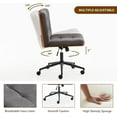 thumbnail image 6 of Furnimart Wide Swivel Criss Cross Legged Chair with Wheels, FSC Certified Wooden Desk Chair with Mid-Back Support, Comfy Armless Height Adjustable Vanity Chair for Desk, Bedroom (Linen Gray), 6 of 9