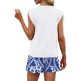 thumbnail image 4 of Two Piece Sets for Women Trendy Short Sets Beach Vacation Clothes Airport Travel Cruise Summer Outfits White L, 4 of 5