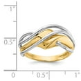 thumbnail image 3 of Solid 14k Yellow and White Gold Two Tone Wave Ring Band Size 7, 3 of 6