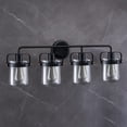 thumbnail image 6 of Wall Light for 60W Bulb Farmhouse Metal Sconce w Glass Shade Matte Black, 4-Light Sconce, 6 of 9