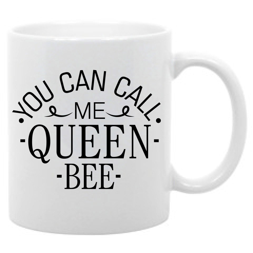 Queen Bee White Ceramic Novelty Coffee Mug Cup Novelty Drink Tea Printed Mugs 