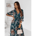 thumbnail image 3 of EASYBRA Women V Neck Floral Chiffon Midi Dress Side Slit Elegant Summer Casual Flowy Dress, 3 of 7