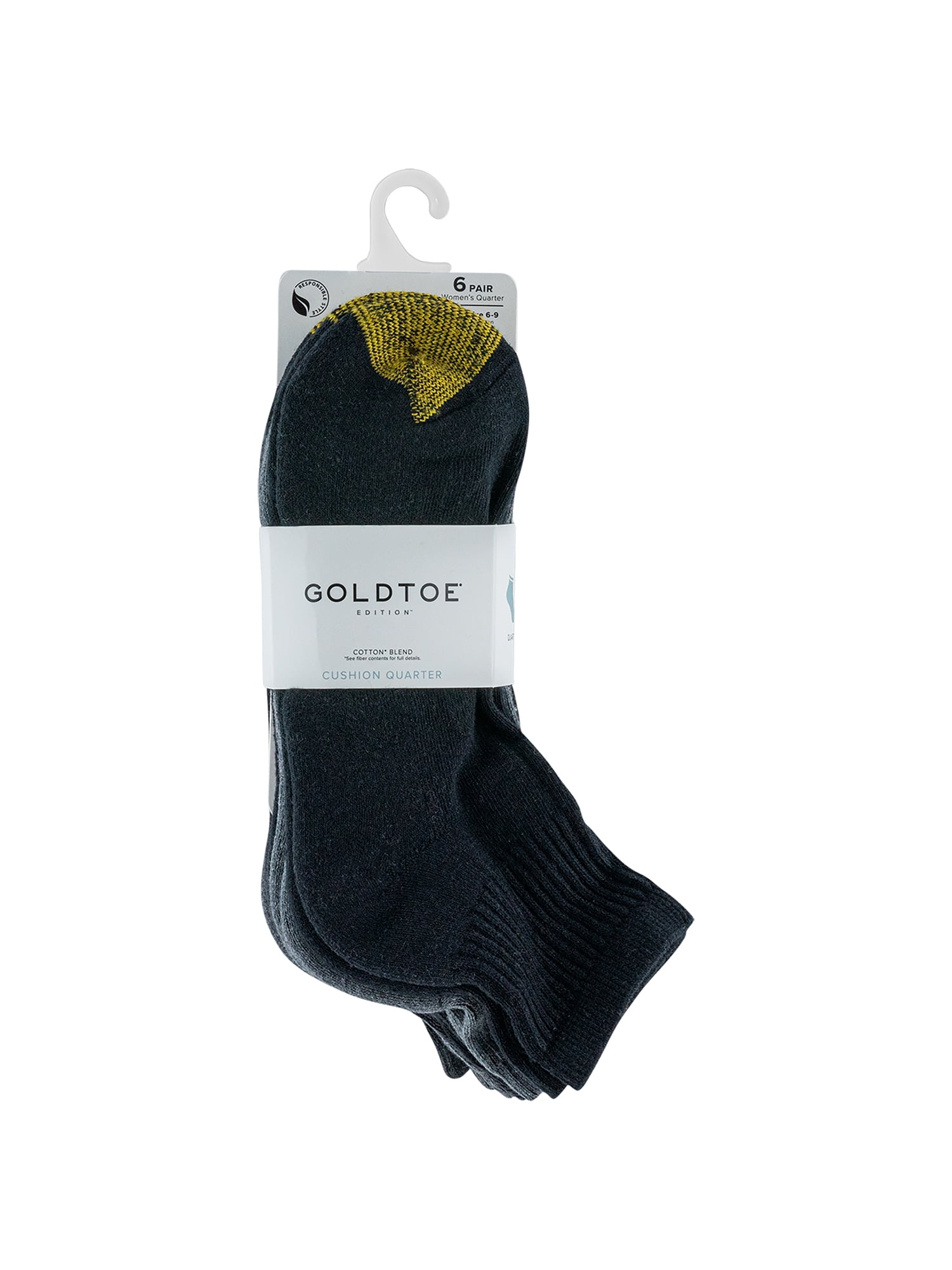 GTE Women's Half Cushion Quarter Socks, 6-Pack