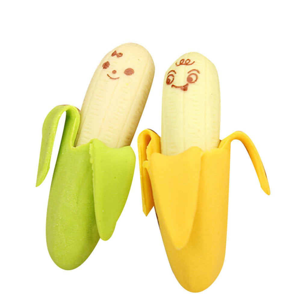 2PCS/set Cute Banana Eraser Office School Eraser School Stationery Supplies NAdn