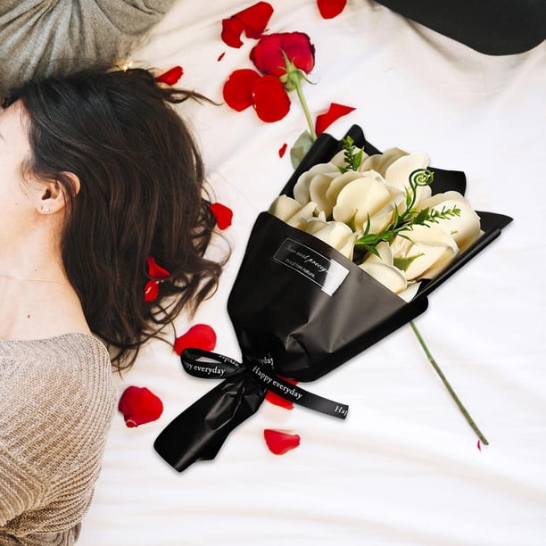 Regalo de flor de rosa Jabón Ramo de flores de rosas Adorno Regalo del día de San Valentín Regalo del día de la madre para Navidad Aniversario Esposa champán