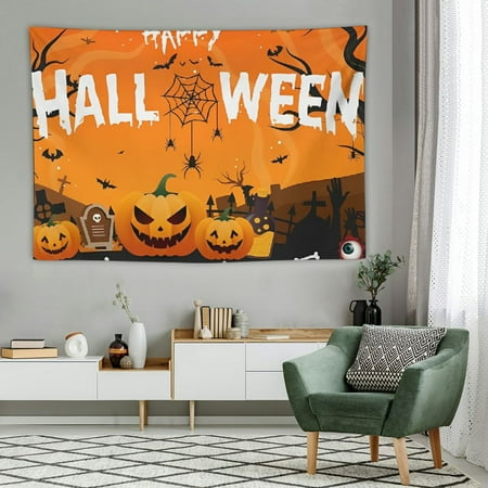 

CMMY XtraLarge Happy Halloween Banner Spooky Happy Halloween Backdrop | Orange and Black Halloween Party Decorations | Halloween Pumpkin Banner for Halloween 60x40in