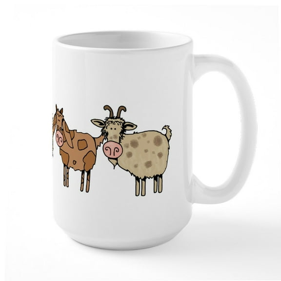 CafePress - Goat Parade Large Mug - 15 oz Ceramic Large White Novelty Mug