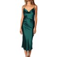 thumbnail image 1 of GHSDFBB Robe Satinée Sans Manches à Bretelles Spaghetti pour Femmes Cocktail Plage Soirée Col Bénitier à Pois Léopard Midi, 1 of 6