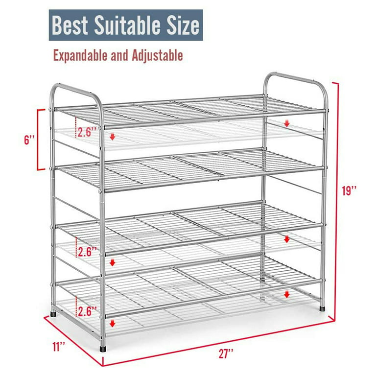 Auledio 3-Tier Shoe Rack, Stackable and Adjustable Multi-Function Wire Grid Shoe  Organizer Storage, Extra Large Capacity, Space Saving, Fits Boots, High  Heels, Slippers and More (Bronze) 