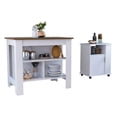 thumbnail image 2 of Oslo 2 Piece Kitchen Set, Cala Kitchen Island + Kitchen Service Cart, White /Walnut, 2 of 10
