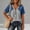 Gray, variant on Jerdar Women's Short Sleeve Henley Shirt Denim Patchwork V Neck Casual Blouse Summer Loose Fit Tunic Tops for Beach Vacation Casual M
