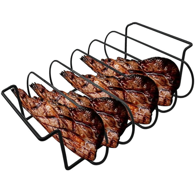 Stainless Steel Barbecue Grill Holder Smoking Rib Racks Grilling