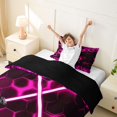 thumbnail image 4 of meiyoeat Neon Twin Bedding for Boys, Sci-Fi Pink Gaming Duvet Cover Set, Black Reversible2 Pieces, 1 Duvet Cover and 1 Pillowcase, 4 of 7