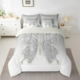 thumbnail image 2 of Feelyou Fashion Glitter Butterfly Twin Bedding Sets 7-Piece, Grey Sequin Print Bedding Comforter Set, Teens Kids Boys Girls Reversible Sheet Sets, Ultra Soft Bedroom Decor, 2 of 8