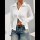 thumbnail image 4 of Camisas de Larga para Mujer, Blusa Informal con Botones y Mangas Acampanadas, Atuendo Informal de Oficina para Negocios. L, 4 of 10