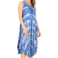 thumbnail image 4 of Sakkas Nora Sleeveless Embroidered Short Tie Dye Caftan Dress / Cover Up - SkyBlue - One Size, 4 of 5