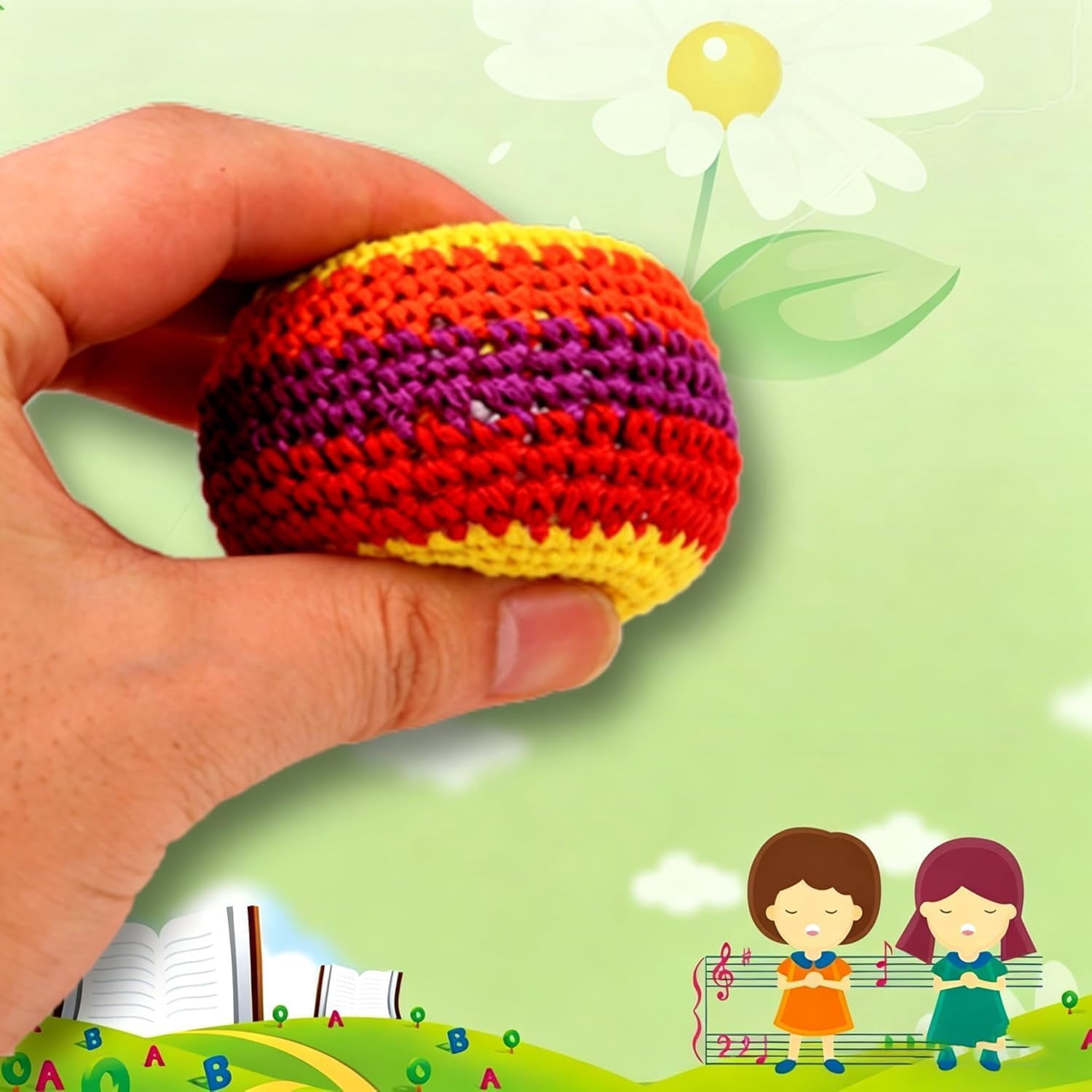Guvpev 12Pcs Hand-Made Knitted Footbag Sack Set, Random Style, 2026 Upgraded Assorted Hacky Bags, Crochet Kick Balls Fidget Toys for Outdoor Party Game, Party Favors & Hand Exercise