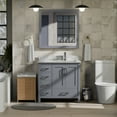 thumbnail image 2 of Jacques 36 in. W Right Offset Dark Grey Bath Vanity, Carrara Marble Top, and Faucet Set, 2 of 9