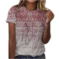 thumbnail image 1 of moda de las mujeres casual manga corta impreso cuello redondo suéter suelto top rojo / m, 1 of 4