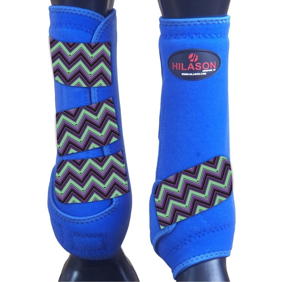 Medium Hilason Horse Medicine Sports Boots Rear Hind Leg Royal Chevron