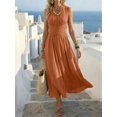 thumbnail image 3 of Womens Orange Sleeveless Maxi Dress With Criss-Cross Waist, Casual V-Neck, 3 of 4