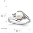 thumbnail image 4 of 925 Sterling Silver 6mm Freshwater Cultured Button Pearl Diamond Ring, 4 of 10