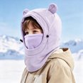thumbnail image 5 of NOLDARES Kids Ski Mask for Boys Girls,Balaclava Fleece Winter Face Mask Hat for Kids Toddler, Warm Hood Neck Scarf(K109-Purple), 5 of 9