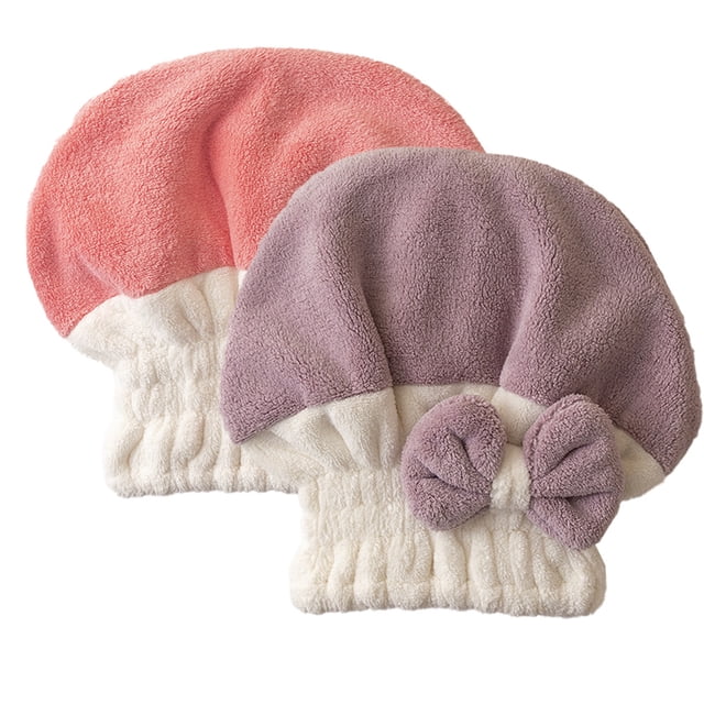 Paquete de 2 gorros de microfibra para secar el cabello, toalla para secar el cabello, envoltura de toalla para el cabello súper absorbente Vhermosa