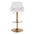 thumbnail image 5 of Silver Orchid  Galotti Adjustable Bar Stool with Rounded T Footrest (Set of 2) White Faux Leather/Gold Metal, 5 of 5