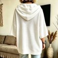 thumbnail image 6 of Women's Soft Waffle Knit Hoodies Oversized 3/4 Dolman Sleeve Hooded Sweatshirt Loose Casual Pullover Tops Fall Fashion Outfits White, 6 of 6