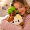 thumbnail image 5 of Fine Motor Skills Toys Cute Kitten Plush Toys Kawaii Stuffed Animal with 3 Leaf Plant Decor Soft Flush Cuddly Companion Plush for Toddlers Kids Playtime Naptime Home Display Pink, 5 of 5
