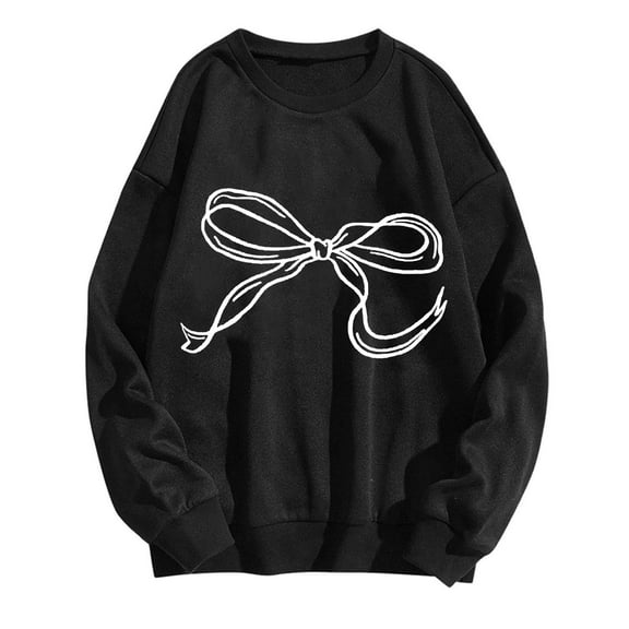 Women Bow Oversized Sweatshirt Fleece Pullover Tops Y2K Teen Girl Sweatshirts Cute Aesthetic Shirts
