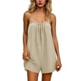 thumbnail image 4 of Linen Jumpsuits for Women Dressy Open Back Spaghetti Strap Rompers with Pockets Tie-Back Scoop Neck Sexy Jumpsuit Sleeveless Casual Short Pant Romper 2026 Summer Beach Cover Ups Outfits, 4 of 6