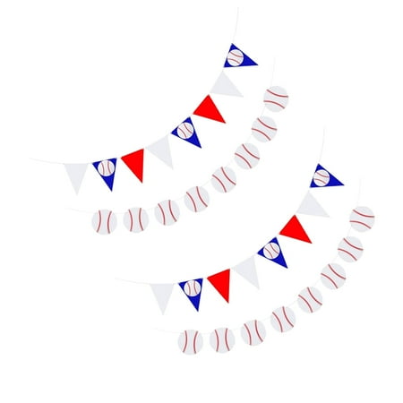 LHXC 4pcs Decorative Baseball Sports Themed Banners Party Triangle Banners Photo Props