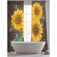 thumbnail image 5 of Vintage Sunflower Sheer Curtains for Living Room Bedroom, Yellow Floral Butterfly Farm Wood Grain Light Filtering Sheer Curtains, Rod Pocket Voile Window Drapes, 2 Panels Set 52"x 84", 5 of 7