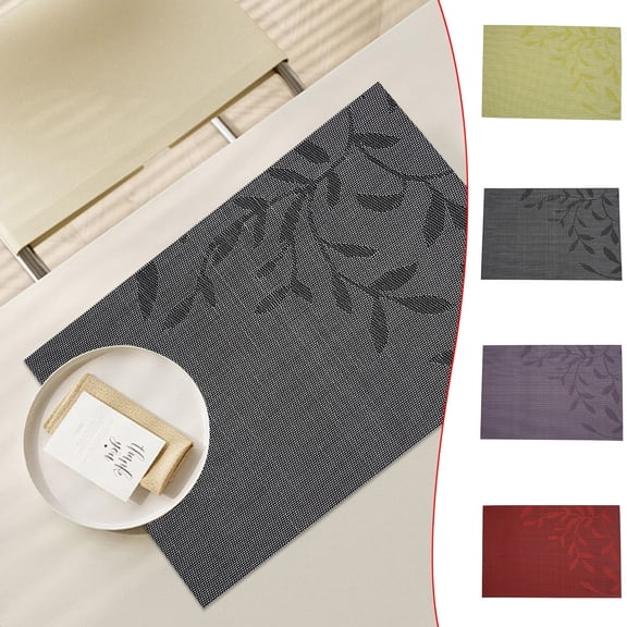 Pvc Placemats Basdi Non-Slip Pvc Placemat - Heat-Resistant Woven Table Mat for Kitchen Dining | Waterproof, Easy to Clean, Durable Protection for Family Meals and Daily Use, Heat Resistant Mats