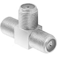 thumbnail image 3 of 4X Sat Tv T-Shaped Coaxial Tv Antenna Splitter (3X F Female Socket) Tv Antenna Cable Splitter, Coaxial Cable Adapter, Dual Satellite Antenna Socket, Silver, 3 of 4