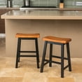 thumbnail image 2 of GDF Studio Glouser Farmhouse Wooded 24 Inch Backless Saddle Counter Stools, Set of 2, Black, 2 of 5