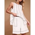 thumbnail image 5 of Women Short Sets 2 Piece Vacation Outfits Sleeveless Tank Top and Shorts Matching Set with Pockets White S, 5 of 7