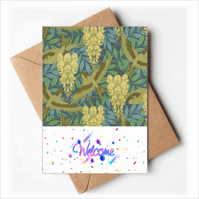 japanese ukiyoe pattern flowers birds Welcome Back Greeting Cards Envelopes Blank