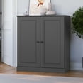 thumbnail image 3 of Palace Imports 100% Solid Wood 3-shelf Bookcase with Adjustable Shelves and Solid Doors, Gray, 3 of 4
