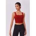 thumbnail image 4 of Pinspark Padded Sports Bras for Women Square Neck Tank Top Wide Straps Longline Yoga Workout Tank Built in Bra Light Support Medium, 4 of 7