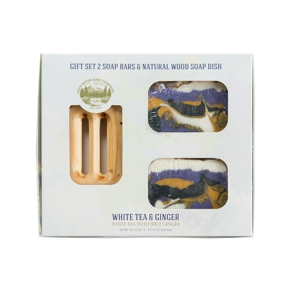 White Tea and Ginger Soap (GIFT SET) - Handmade Soap Bar with Essential Oils- Organic and All-Natural – by Falls River Soap Company