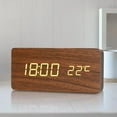 thumbnail image 3 of Digital Alarm Clock Wood USB/Battery Thermometer LED Display for Home Office Decor Kids - White, 3 of 6