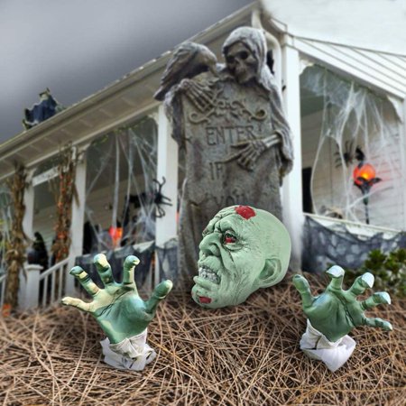 Zombie Decorations Lawn Yard Stakes Props With Head Face Arms Beware Decor Scary Vampire Supplies For Halloween Walmart Canada
